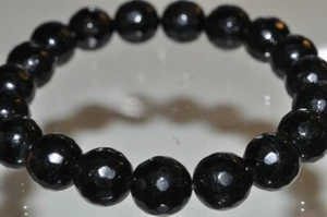7.5" "Amplifying Energy/Premium Quality"~BLACK TOURMALINE Round Bracelet L1291 - Picture 1 of 9