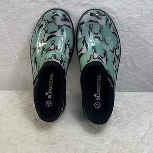 Women's Size 6 Sloggers Aqua Teal With Cows Gardening Shoes - Picture 1 of 9