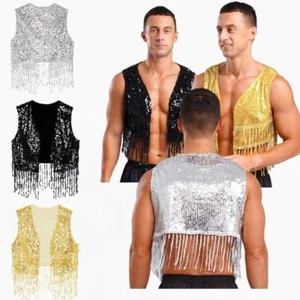 Hombres Chaleco Borlas Chaleco Chaqueta Cárdigan Fiesta Prendas para el torso Juegos con disfraces Adulto Vaquero Años 70 - Imagen 1 de 30