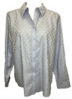 Chico's Shirt 2 (12) No Iron Button Down Light Blue with Tonal Polka Dots Career