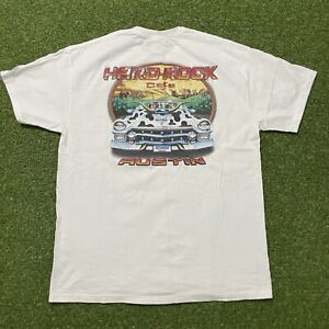 T-shirt vintage Hard Rock Cafe Austin Texas grand L voiture vache gel imprimé tee