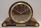 Antique C1930’s Art Deco British “enfield” Burr Oak Cased Chiming Mantel Clock