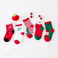 5 Paar Kinder Weihnachtssocken Thermosocken dicke warme Winter Socken Strümpfe +