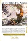 1965 Gold Label Cigars Fly Fishing for Trout ART PRINT AD