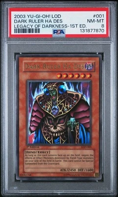2003 Yu-Gi-Oh! Dark Ruler Ha Des Legacy of Darkness LOD 1st Edition Ultra PSA 8 - Image 1 of 2