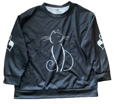 Z Negro Blanco Gato Brillante Sudadera Gatos Abstracta Nueva Talla Plus 3XL Nuevos Corazones B2 Foto 1 de 4