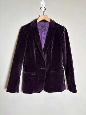 复古 Y2K 女式梅紫色天鹅绒巫术学院外套夹克意大利尺寸 42 美国 6 — 第 1/4 张图片