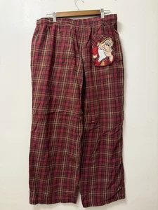 Disney Store Exclusive Burgundy Plaid Grumpy Dwarf Pajama Lounge Pants Large - Picture 1 of 8