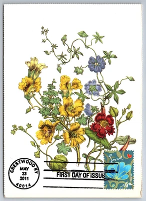 #4536 Garden of Love Blue Flower FDC Maxi Card - Image 1 of 2