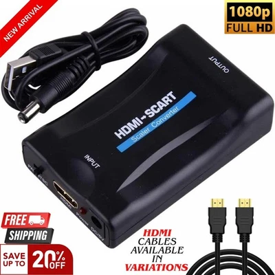 1080P HDMI To SCART Composite Video Converter Audio Adapter for DVD SKY BOX PS3 - Image 1 of 4