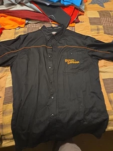 Vintage Harley Davidson Hemd Herren Large Schwarz Knopfleiste Garage Motorrad Retro - Bild 1 von 9