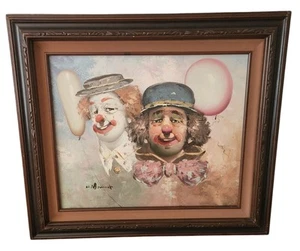 Pintura de payaso lienzo al óleo enmarcado W. Moninet original firmada por William Moninet - Imagen 1 de 14