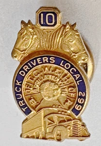 Vintage TEAMSTERS UNION SERVICE AWARD PIN ABZEICHEN Local 299 Detroit; Schraubverschluss; 10 Jahre - Bild 1 von 2
