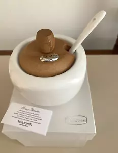 Zuccheriera Contenitore Cucchiaio Valenti Ceramica bianca Logo Argento 925% - Foto 1 di 5