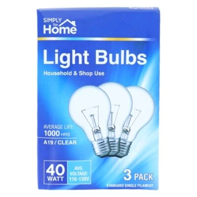 Simply 40 Watt Light Bulbs For Household & Shop Use Pack Of 3