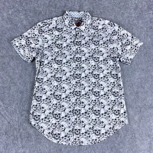 Robert Graham Shirt Mens S White Black Skulls AOP Button Up Short Sleeve - Picture 1 of 11