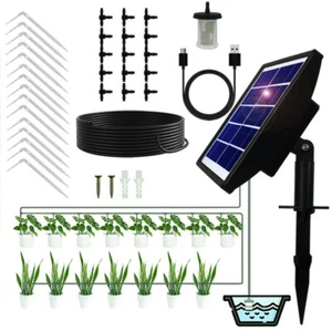 Solar Power Automatic Timer Watering System 15 Plants Drip Irrigation Kit 50ft - Picture 1 of 14