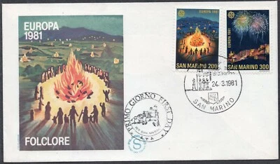 EUROPA CEPT 1981 - SAN MARINO - FOLKLORE - FDC - Image 1 of 2