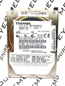 Toshiba 40GB MK4026GAX IDE (HDD2193 V ZK01 T) Laptop HardDrive WIPED & TESTED! - Picture 1 of 2