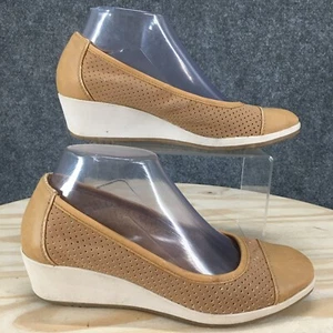 Naturalizer Shoes Womens 7 M Barto Slip On Beige Faux Leather Perforated Wedge - Picture 1 of 19