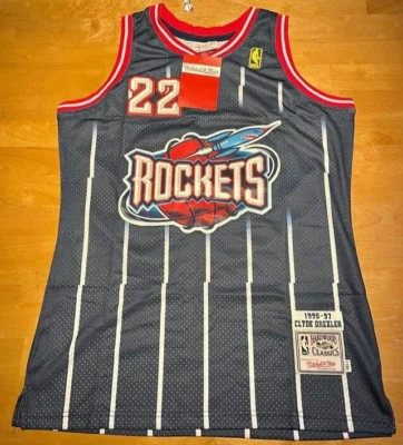 Camiseta 1996-97 NBA Houston Rockets Clyde Drexler #22 GG Mitchell & Ness nova com etiquetas - Imagem 1 de 2