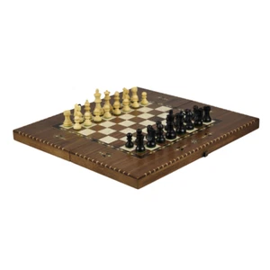 Helena Rural Walnut Chess & Backgammon Set With Ebonised French Staunton Chess P - Picture 1 of 8