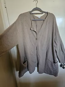 Cardigan manica lunga puro misto lana Jill marrone 1 bottone XL look a strati - Foto 1 di 10