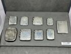 Lot de 9 étuis Vesta antiques en argent sterling assortis coffre-fort - poinçons européens RARE