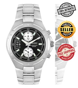 SEIKO Chronograph SNN129 SNN129P1 Men Date Black Dial Stainless Steel Watch - Picture 1 of 9