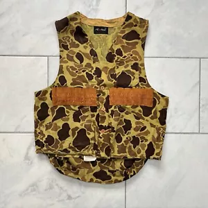 Vintage 1980s RedHead Hunting Vest Medium Mens Frog Camouflage Back Sack Zip - Picture 1 of 13