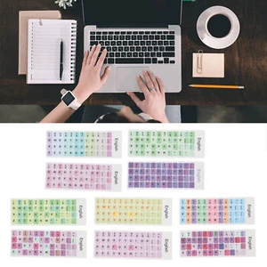 2pcs Keyboard Stickers Colorful English Language Dustproof Waterproof Coating - Afbeelding 1 van 27