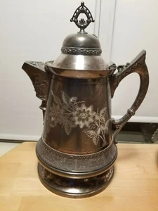 Vintage Mermod Jaccard Quadruple Plated Water Pitcher Floral Etched Insulated - Picture 1 of 12
