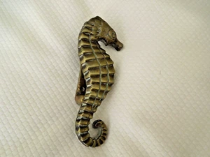 Vintage Large Cast BRASS 5 1/2" Door Knocker - SEA HORSE (made in UK) - Picture 1 of 5
