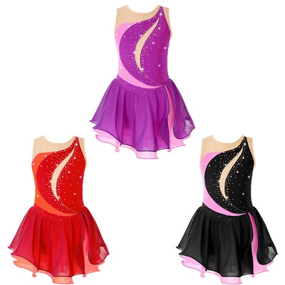 Girls Dress Festival Leotard Ballroom Dancewear Stage Unitard Rhinestone Jazz - Image 1 of 4