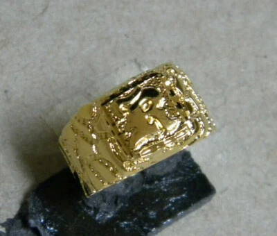 Anillo para hombre pepita cuadrada chapado en oro amarillo talla 9 letra inicial R nuevo Foto 1 de 4
