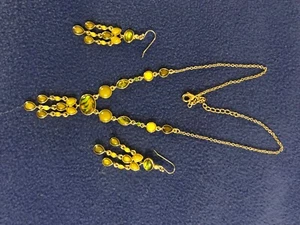 Halskette und Ohrring Set, Kostüm, Goldplättchen.  Neu, unbenutzt. - Bild 1 von 4