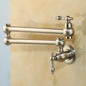 Brushed Nicke kitchen Basin Sink Mixer Tap Faucet Solid Wall Mount Pot Filler F - Picture 1 of 5