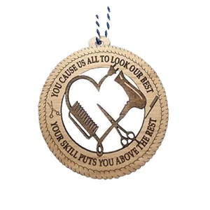 Decorazione albero di Natale parrucchiere legno parrucchiere cosmetologo regalo 25pz - Foto 1 di 16