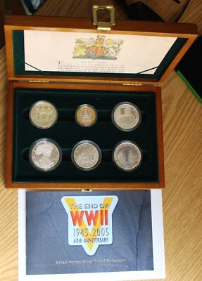 UK 2005 The Allied Forces End of WWII Silver Proof 6-Coins Collection 60th Anniv - Image 1 of 4