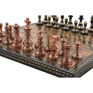12 "Messing Metall Luxus Schachfiguren & Brett Set-Französisch Staunton - Kupfer - Bild 1 von 10
