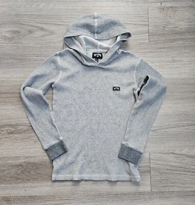 Billabong Keystone Hoodie Boys Size 10 Gray Pullover Waffle Knit Thermal Outdoor - Image 1 of 4