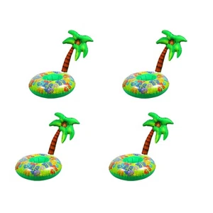 4 Inflatable Drink Holders Island with Palm Tree Pool Party  Floating Cup Can - Picture 1 of 3