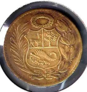 1964 ~ PERU ~ 1 Sol De Oro ~ Brass Vintage Coin ~ *M879 - Picture 1 of 3
