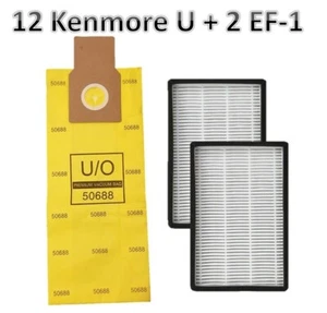 12 Kenmore Upright Vacuum Cleaner Bags Type U O 50688 50690 5068 + 2 EF1 86889 - Picture 1 of 3