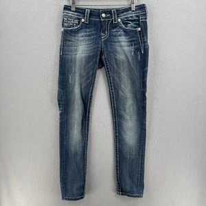 Miss Me Skinny Low Rise Jeans Womens Sz 26 Blue Denim Med Wash Embellished ALTRD - Picture 1 of 10