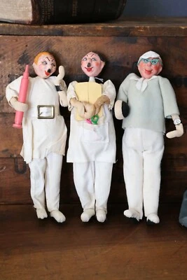 Vintage 1950s Klumpe Roldan Doll Lot Cloth Nurse Doctor Medical Antique Toy - Image 1 of 4