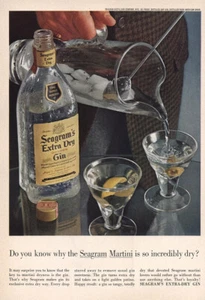 1961 Seagrams Extra Dry Gin: Martini Vintage Print Ad - Picture 1 of 1