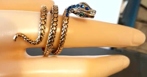 ANTICO ANELLO SERPENTE BRILLANTI,ZAFFIRI,GIADA,ORO GIALLO REGOLABILE,H cm.3,8! - Foto 1 di 14