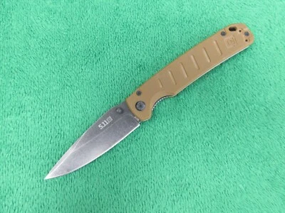 5.11 Braddock 51176 D2 Tactical Liner Lock Folding Pocket Knife Kangaroo Color - Image 1 of 4