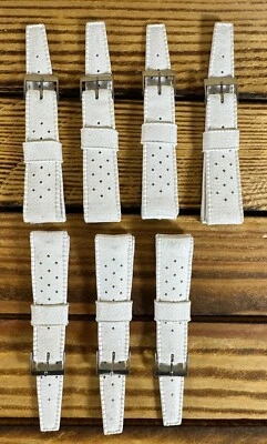 Bracelet montre vintage plongée caoutchouc blanc style tropical 19 mm années 60 neuf ancien stock - Photo 1/4